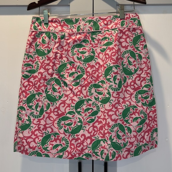 L.L. Bean Dresses & Skirts - L.L. Bean A-Line Skirt Pink Fuchsia Green Lobsters & Crabs Size 10 Petite